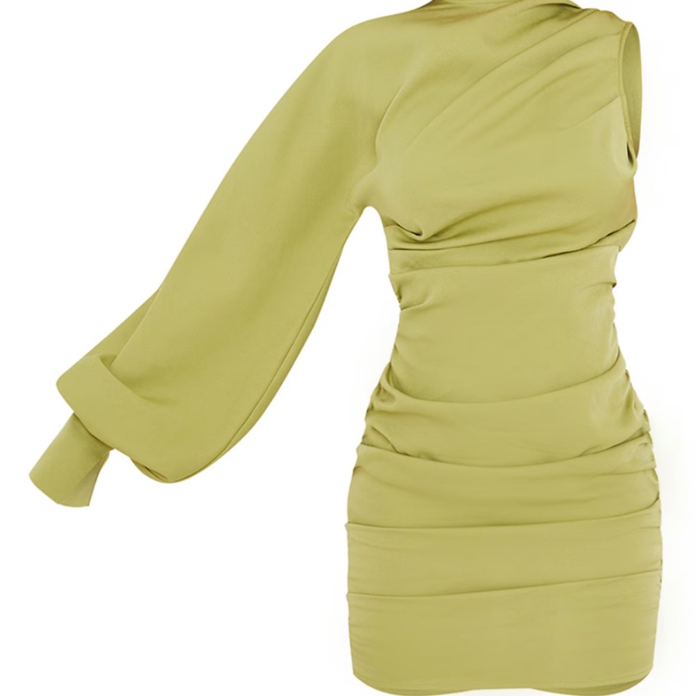 Olive Green One Sleeved Dress
